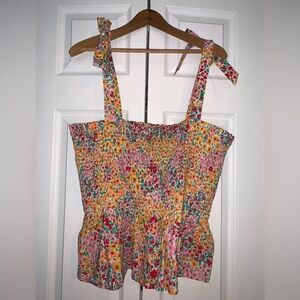 New J. Crew Elastic Tube Top Shirt. Tie Shoulders. Floral. Women’s XL